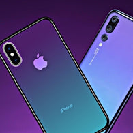 iPhone Case With Huawei P20 Pro Like Color-Shifting, Gradient Effect + Tempered Glass Back