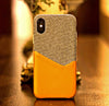 2-In-1 Fabric + Leather iPhone X Protective Wallet Case With Slot For Cards, Passes And Cash