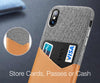 2-In-1 Fabric + Leather iPhone X Protective Wallet Case With Slot For Cards, Passes And Cash